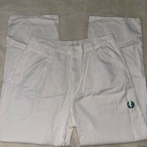 WOMENS WHITE HIGH RISE PLEATED PANTS